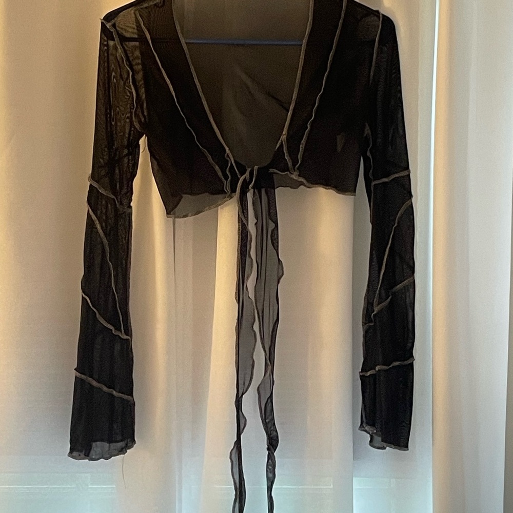 Black Sheer Cover-Up with White Trim